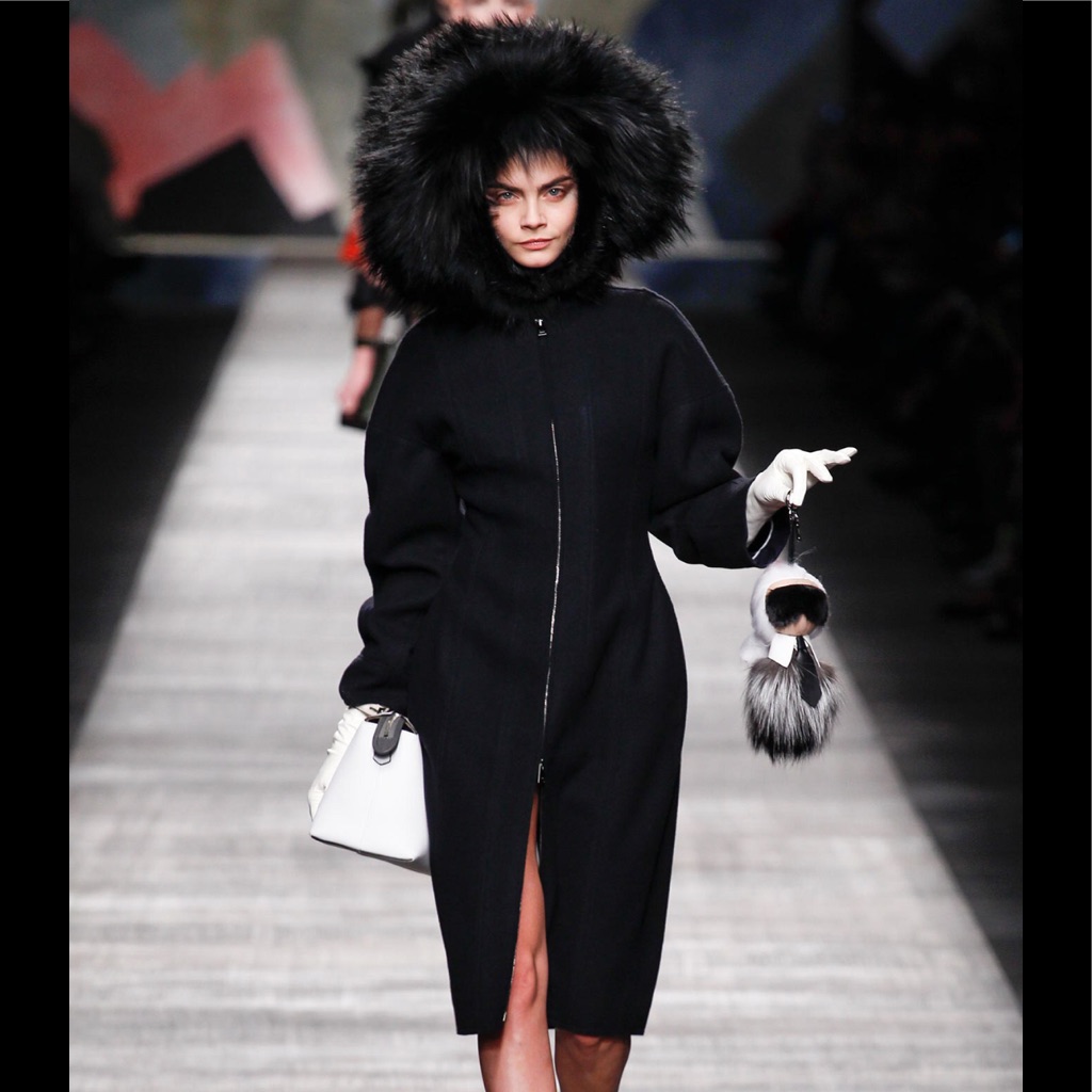 Navy Blue Fox Fur Hooded Winter Parka Puffer Coat
